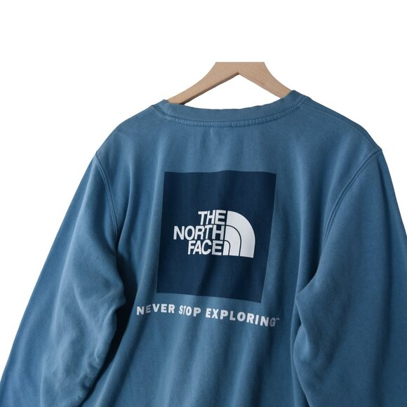 The North Face Blue Lagoon Logo Sweatshirt Size Large Cotton Blend - Picture 1 of 9